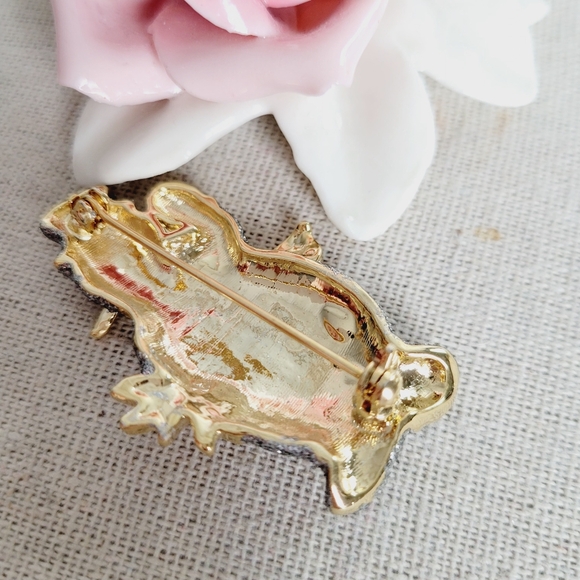 Christmas enameled snowman brooch - Picture 3 of 3